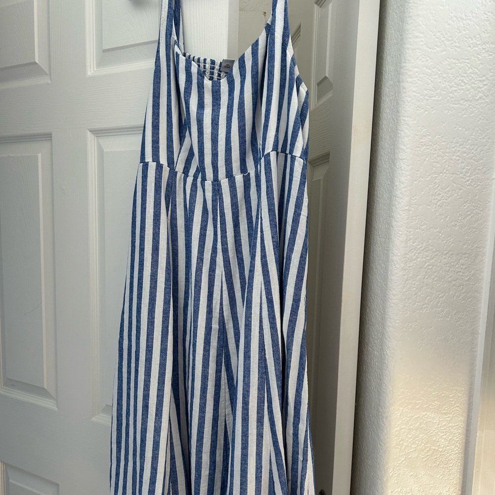 Linen Striped Fit n Flare Dress